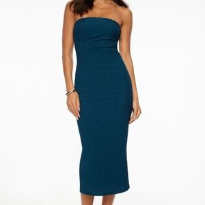 Dynamite Strapless Teal Bodycon Midi Dress